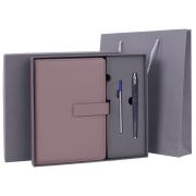 Ежедневник в подарочном наборе 5 в 1, А5, 145x212 мм, BRAUBERG «President», под кожу, 160 листов, серый, 116854