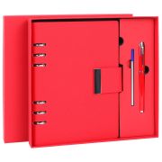 Ежедневник на кольцах в наборе с ручкой А5, 165x229 мм, BRAUBERG «Lux», под кожу, 100 листов, красный, 116857