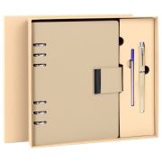 Ежедневник на кольцах в наборе с ручкой А5, 165x229 мм, BRAUBERG «Lux», под кожу, 100 листов, бежевый, 116859