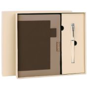 Ежедневник в наборе с ручкой А5, 144x210 мм, BRAUBERG «Style» под кожу, 160 листов, бежевый, 116861