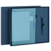 Ежедневник в наборе с ручкой А5, 144x210 мм, BRAUBERG «Style» под кожу, 160 листов, синий, 116862