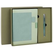 Ежедневник в наборе с ручкой А5, 144x210 мм, BRAUBERG «Style» под кожу, 160 листов, зелёный, 116863