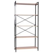 Стеллаж BRABIX «SMART SH-004», 790х360х1950 мм, ЛОФТ, 5 полок, металл/ЛДСП ясень шимо светлый, каркас черный, 641943