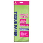 Цветная бумага ТИШЬЮ 17 г/м2, 50х66 см, 10 листов, салатовый цвет, ЗОЛОТАЯ СКАЗКА, 116482