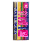 Цветная бумага ТИШЬЮ 17 г/м2, 50х66 см, 100 листов, 20 цветов, интенсив ассорти, ЗОЛОТАЯ СКАЗКА, 116496