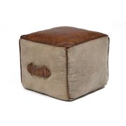 Пуф Secret De Maison BOXER ( mod. M-12765 ) кожа буйвола / ткань хлопок, 42*42*34, коричневый, ткань: винтаж