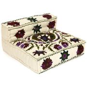 Модуль мягкий со спинкой Secret De Maison MAHARAJA (mod. MA-102) cotton Kilim, 80х80х43см, белый с цветами