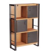 Шкаф Secret De Maison CITY ( mod. CTY L03 ) 3 двери, металл/дерево акация, 90х35х140см, коричневый дым (smoke brown B034)