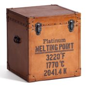 Столик - сундук Secret De Maison TRUNK ( mod. 2008 ) дерево манго/кожа буйвола, 40 х 40 х 45 см, Античный светлый