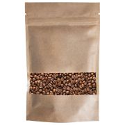 Пакеты дой-пак с замком ZIP LOCK, крафт с окном 50 мм, 120х200 + 40 мм, КОМПЛЕКТ 100 штук, 150 мкм, BRAUBERG, 700689