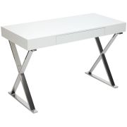Стол письменный LAZETTI (mod.EWD-HS01) мдф high gloss/металл, 120х55х75см, Белый (White)/хром