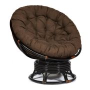 Кресло-качалка PAPASAN/ПАПАСАН w 23/01 B /с подушкой/ 115х78х104 см, Antique brown (античный черно-коричневый), ткань Коричневый, 3М7-147