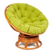 Кресло-качалка PAPASAN/ПАПАСАН w 23/01 B /с подушкой/ 115х78х104 см, Cognac (коньяк), флок Олива, 23