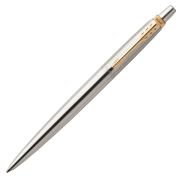 Ручка гелевая PARKER «Jotter Stainless Steel GT», корпус серебристый, позолоченные детали, черная, 2020647