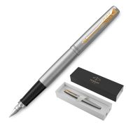 Ручка перьевая PARKER «Jotter Stainless Steel GT», корпус серебристый, позолота, синяя, 2030948