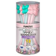 Ручка с топпером с блёстками шариковая масляная FUNSTER (ФАНСТЕР) «SHINY MIX», СИНЯЯ, корпус ассорти, узел 0,7 мм, линия 0,35 мм, 144371