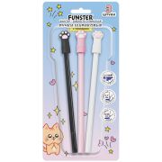 Ручки с топпером шариковые FUNSTER (ФАНСТЕР) «CAT PAWS», НАБОР 3 ШТУКИ, СИНИЕ, пишущий узел 0,7 мм, линия письма 0,35 мм, 144375