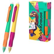 Ручка стираемая гелевая автоматическая ERICH KRAUSE «Kiddy Dino Art», СИНЯЯ, ассорти, 0,4 мм, 63696