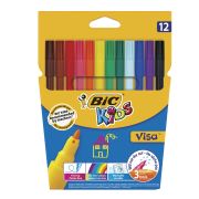 Фломастеры BIC «Kids Visa», 12 ЦВЕТОВ, суперсмываемые, вентилируемый колпачок, европодвес, 889695, 888695