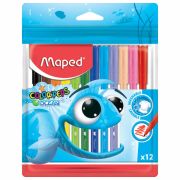 Фломастеры MAPED (Франция) «Color'Peps Ocean», 12 цветов, смываемые, вентилируемый колпачок, упаковка, европодвес, 845720
