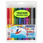 Фломастеры 12 ЦВЕТОВ CENTROPEN «Colour World», круглые, смываемые, 7550/12TP, 7 7550 1284