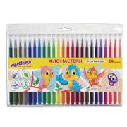 Фломастеры ЮНЛАНДИЯ 24 цвета, «ЗООПАРК», трехгранные, вентилируемый колпачок, 151427