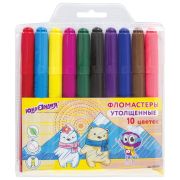 Фломастеры ЮНЛАНДИЯ 10 цветов, «ЮНЛАНДИК В АРКТИКЕ», утолщенные, ударопрочный наконечник, ПВХ, 151429