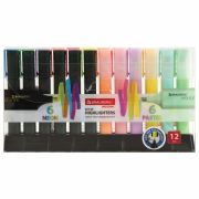 Набор текстовыделителей 12 ЦВЕТОВ на подставке, BRAUBERG «ORIGINAL», линия письма 1-5 мм, 151699