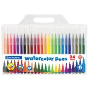 Фломастеры BRAUBERG «PREMIUM», 24 цвета, КЛАССИЧЕСКИЕ, вентилируемый колпачок, ПВХ-упаковка с европодвесом, 151936