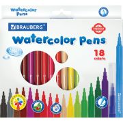 Фломастеры BRAUBERG «PREMIUM», 18 цветов, УЛЬТРАСМЫВАЕМЫЕ, классические, вентилируемый колпачок, картонная коробка с европодвесом, 151939
