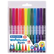 Фломастеры BRAUBERG «PREMIUM», 12 цветов, КОРПУС С ПЕЧАТЬЮ, вентилируемый колпачок, ПВХ-упаковка с европодвесом, 151942