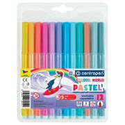 Фломастеры ПАСТЕЛЬНЫЕ 12 ЦВЕТОВ CENTROPEN «Colour World Pastel», смываемые, 7550/12TP, 7 7550 1287