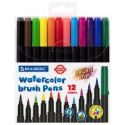 Фломастеры с наконечником-кистью 12 цветов, вентилируемый колпачок, BRAUBERG «PREMIUM», 152195