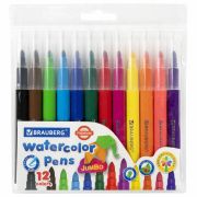 Фломастеры утолщенные 12 цветов, вентилируемый колпачок, BRAUBERG «PREMIUM», ПВХ-упаковка, 152196