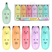 Набор текстовыделителей мини 6 ЦВЕТОВ BRAUBERG KIDS «CUTE CATS PASTEL», линия 1-5 мм, 152436