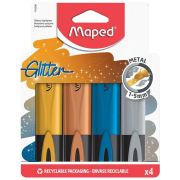 Набор текстовыделителей с блестками MAPED «FLUO PEP'S Glitter» 4 шт., АССОРТИ, линия 1-5 мм, 742000