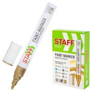 Маркер-краска лаковый (paint marker) 2-4 мм, ЗОЛОТИСТЫЙ, НИТРО-ОСНОВА, STAFF PROFIT, для любых поверхностей, 152579