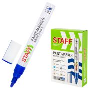 Маркер-краска лаковый (paint marker) 2-4 мм, СИНИЙ, НИТРО-ОСНОВА, STAFF PROFIT, для любых поверхностей, 152581
