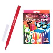 Фломастеры кросс-серия МОНСТРИКИ, 12 цветов, вентилируемый колпачок, картонная коробка с европодвесом, BRAUBERG, 152622