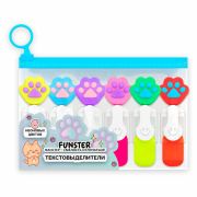 Набор текстовыделителей с топперами 6 ЦВЕТОВ НЕОН, «ЛАПКИ», линия 1-4 мм, FUNSTER (ФАНСТЕР), 152645