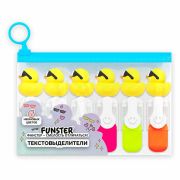 Набор текстовыделителей с топперами 6 ЦВЕТОВ НЕОН, «КРУТЫЕ УТЯТА», линия 1-4 мм, FUNSTER (ФАНСТЕР), 152647