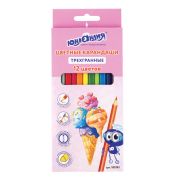 Карандаши цветные ЮНЛАНДИЯ «СЛАДКИЕ ИСТОРИИ», 12 цветов, трехгранные, грифель 3 мм, натуральное дерево, 181393