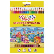 Карандаши цветные ЮНЛАНДИЯ «ДОМИКИ», 36 цветов, шестигранные, грифель 3 мм, 181839