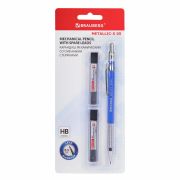 Карандаш механический 0,5 мм + грифели HB 24 штуки на блистере, BRAUBERG «METALLIC-X 05», металлические детали, 181965