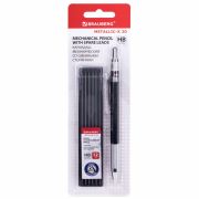 Карандаш механический цанговый 2 мм + грифели HB 12 штук на блистере, BRAUBERG «METALLIC-X 20», металлические детали, 181967