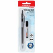 Карандаш механический 0,5 мм + грифели HB 12 штук на блистере, BRAUBERG «CHROME», 181969