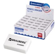 Ластик BRAUBERG «Classic», 26х17х7 мм, белый, прямоугольный, 221033
