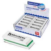 Ластик BRAUBERG «Line», 57х18х8 мм, белый, прямоугольный, скошенные края, 221036