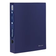 Папка на 4 кольцах BRAUBERG «Диагональ», 40 мм, темно-синяя, до 300 листов, 0,9 мм, 221350