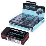Ластик BRAUBERG «BlackJack», 40х20х11 мм, черный, прямоугольный, картонный держатель, 222466